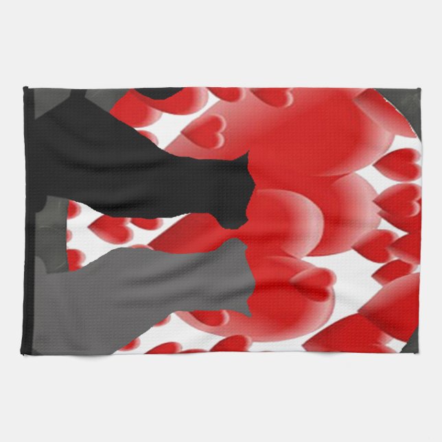 Valentine Kitties Towel (Horizontal)