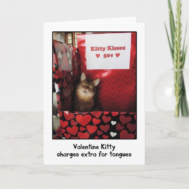 Valentine Kitty Kissing Booth Greeting Card (Front)