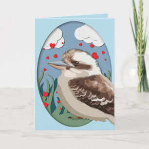 Valentine Kookaburra Love Australian Bird Hearts Holiday Card