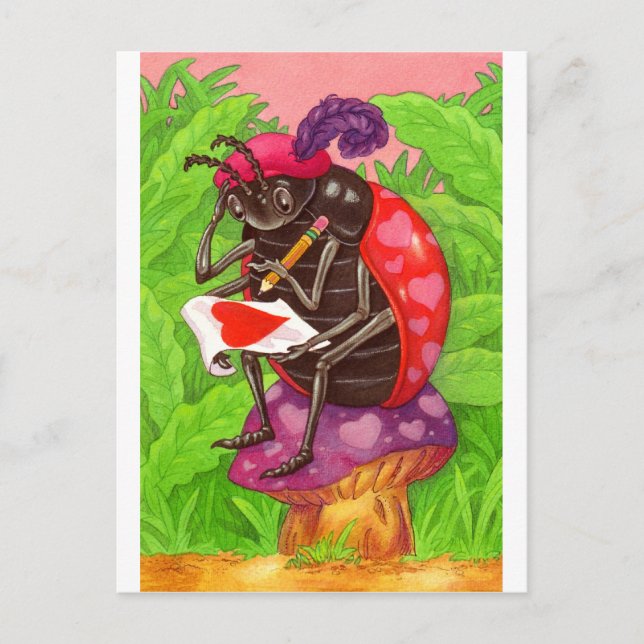 Valentine Ladybug Love Note Holiday Postcard (Front)