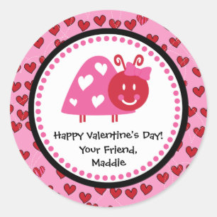 Valentine Ladybug Party Favor Classic Round Sticker