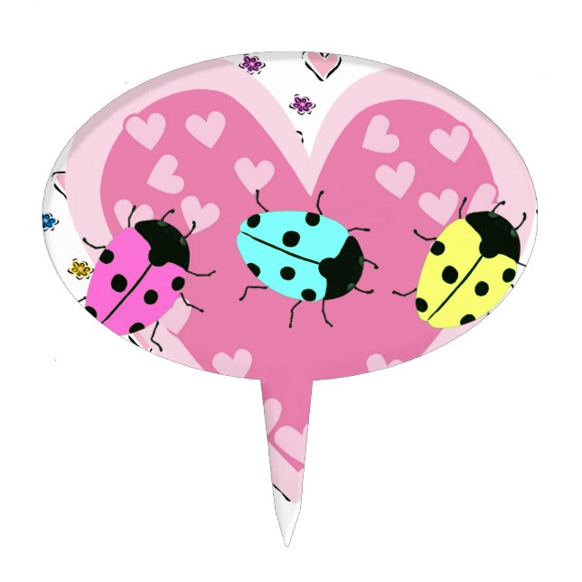 VALENTINE LADYBUGS CAKE TOPPER (Front)