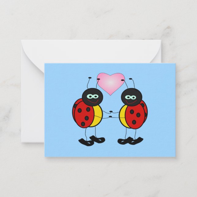 Valentine Ladybugs in Love Mini Kids Cards (Front)
