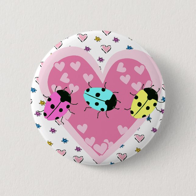 VALENTINE LADYBUGS PINBACK BUTTON (Front)