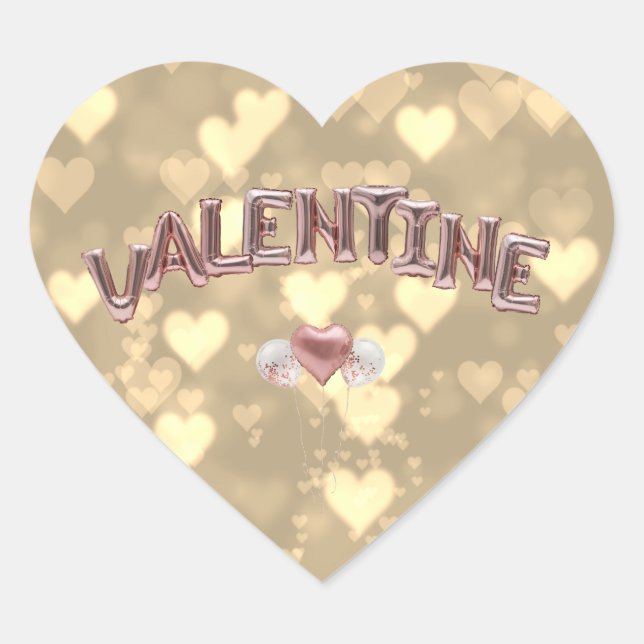 Valentine Letter Balloons Bokeh Hearts Heart Sticker (Front)
