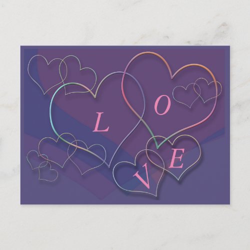 Valentine Linking Heart Outlines Love Postcard