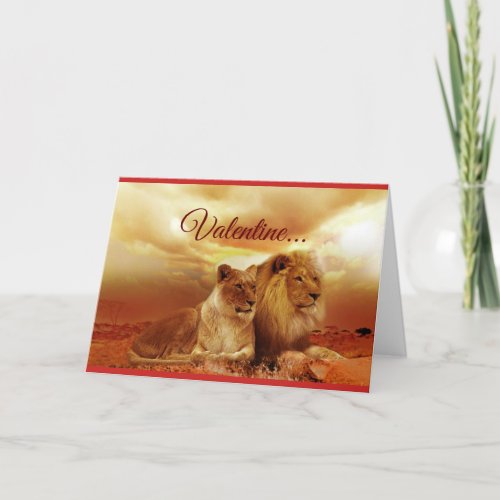 Valentine Lion Couple Holiday Card