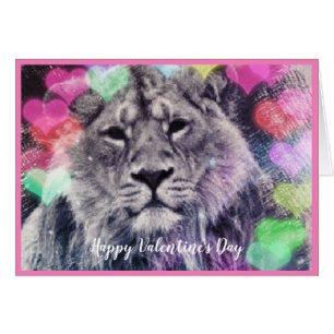 Valentine Lion Heart Bokeh Digital Art Drawing Cards