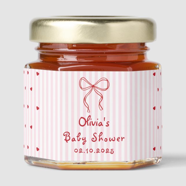 Valentine Little Sweetheart Baby Shower Honey Jar Favors (Front)
