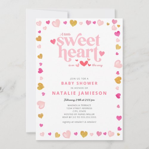 Valentine Little Sweetheart Baby Shower Invitation