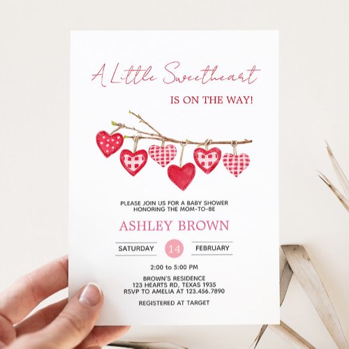 Valentine Little Sweetheart Baby Shower  Invitation