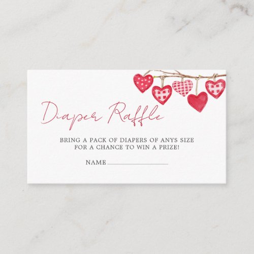 Valentine Little Sweetheart Diaper Raffle Enclosure Card