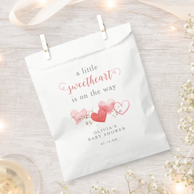 Valentine Little Sweetheart Hearts Baby Shower Favor Bag (Clipped)