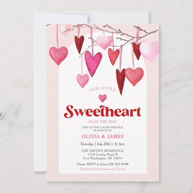  Valentine Little Sweetheart Is On The Way Baby  Invitation (Front)