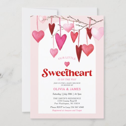  Valentine Little Sweetheart Is On The Way Baby  Invitation