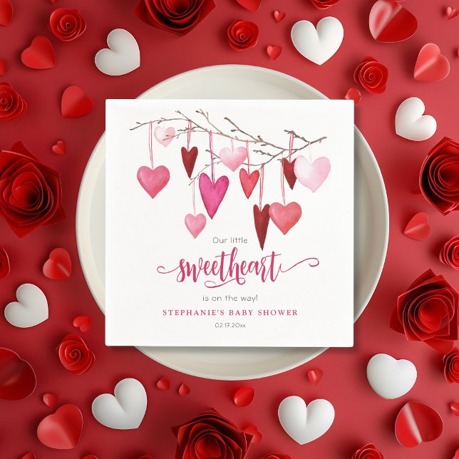 Valentine Little Sweetheart Pink Heart Baby Shower Napkins (Valentine Little Sweetheart Pink Heart Baby Shower Napkins)