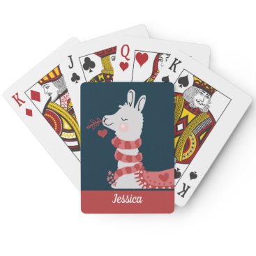 Valentine Llama Custom Name Playing Cards Valentine Llama Custom Name Playing Cards