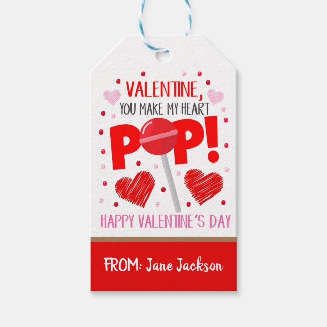 Valentine Lollipop Gift Tag (Front)