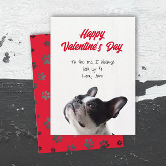 Valentine Look Up To Saying Boston Terrier Card