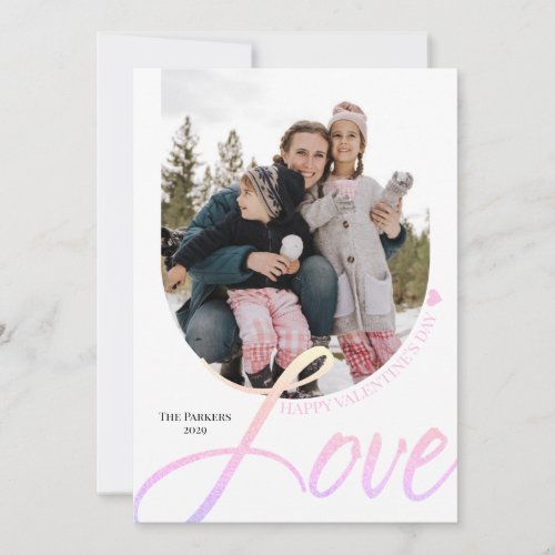 Valentine Love Arched Frame with Photo Holiday Card