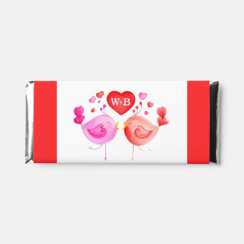Valentine love birds red pink art gift chocolate hershey bar favors