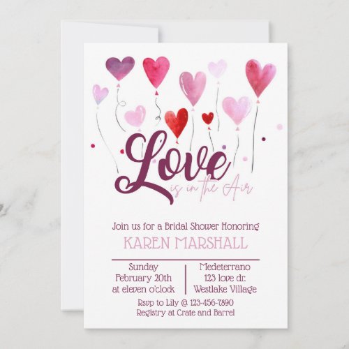 Valentine Love  Bridal  Shower Invitation