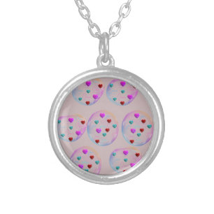 Valentine love bubbles fun silver plated necklace