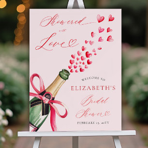 Valentine Love Bubbly Brunch Bridal Shower Welcome Foam Board