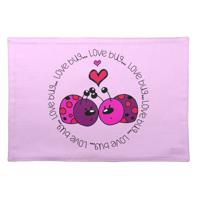 Valentine Love Bug Cloth Placemat (Front)
