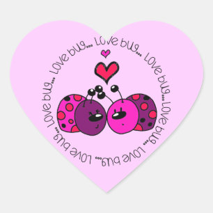 Valentine Love Bug Heart Sticker