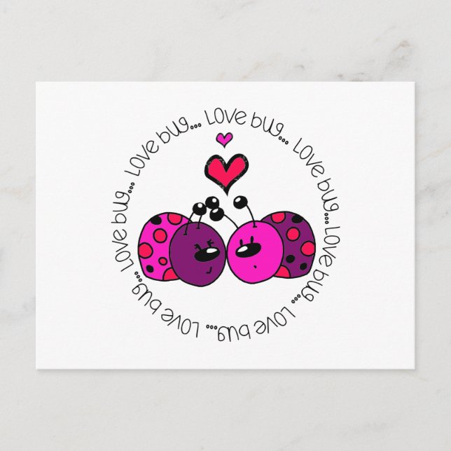 Valentine Love Bug Holiday Postcard (Front)