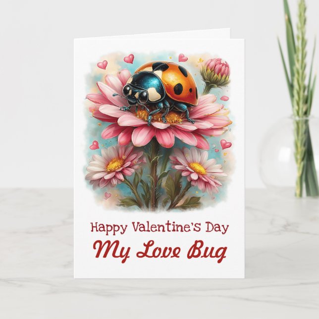  Valentine Love Bug on Blossoms Rose Card (Front)