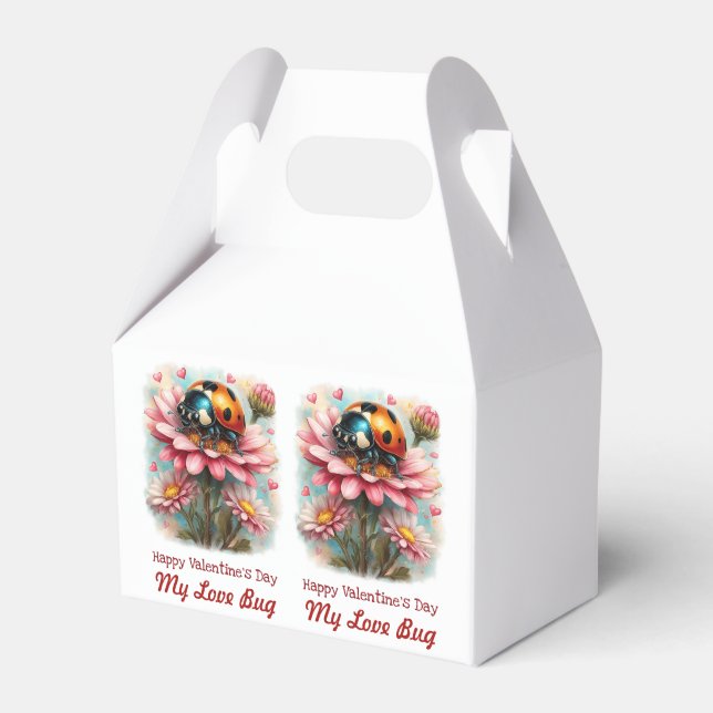  Valentine Love Bug on Blossoms Rose Favor Boxes (Front Side)