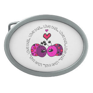 Valentine Love Bug Oval Belt Buckle