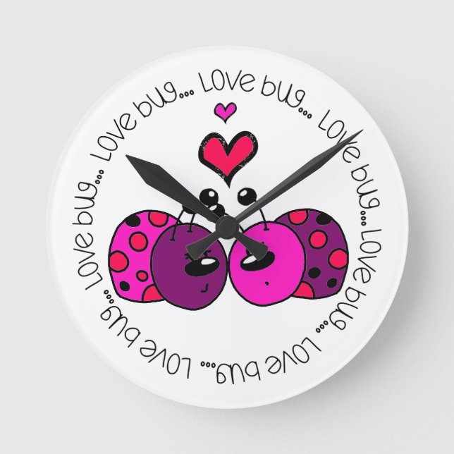Valentine Love Bug Round Clock (Front)