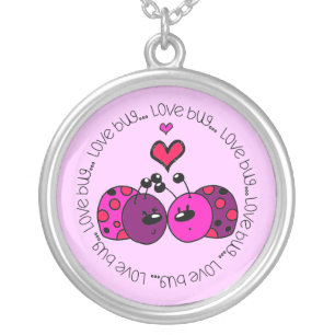 Valentine Love Bug Silver Plated Necklace