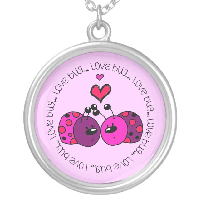 Valentine Love Bug Silver Plated Necklace (Front)