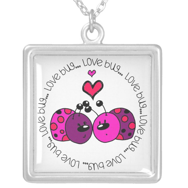 Valentine Love Bug Silver Plated Necklace (Front)