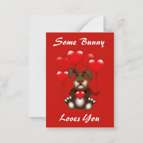 Valentine Love Bunny Balloons Custom Kids Pack Note Card