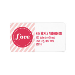 Valentine Love Circles Pink Stripes Address Labels