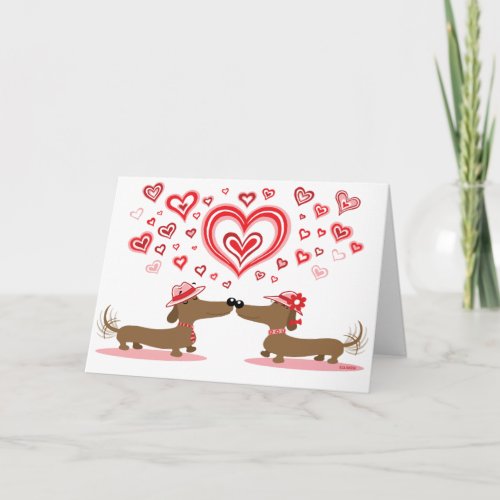 Valentine Love Dachshunds Holiday Card