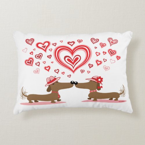 Valentine Love Dachshunds Pillow