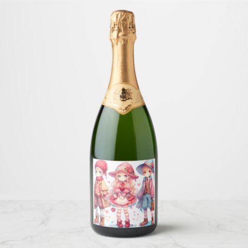 Valentine Love Design Sparkling Wine Label
