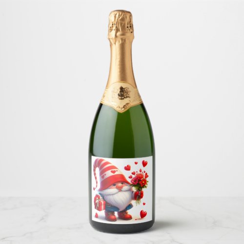 Valentine Love Design Sparkling Wine Label