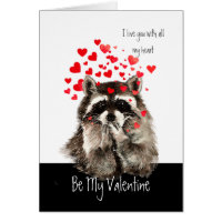 Valentine Love Fun Raccoon Blowing Kisses Card
