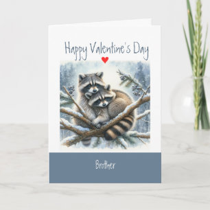 Valentine Love Fun Raccoon Kisses Brother Holiday Card