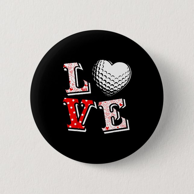 Valentine Love Golf Heart Valentine Day Women Men  Button (Front)