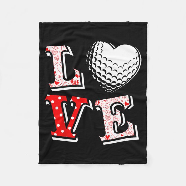 Valentine Love Golf Heart Valentine Day Women Men  Fleece Blanket (Front)