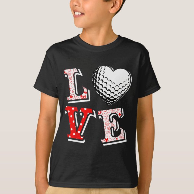 Valentine Love Golf Heart Valentine Day Women Men  T-Shirt (Front)