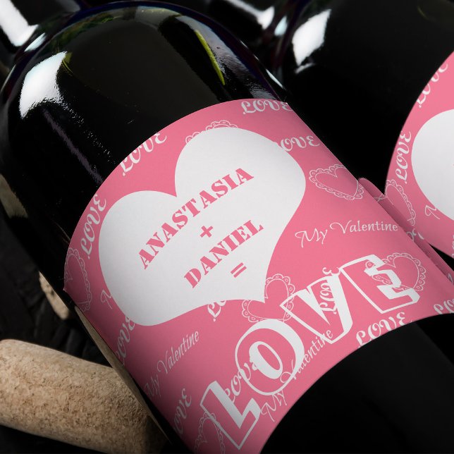 Valentine love heart engagement couple wine label (Creator Uploaded)